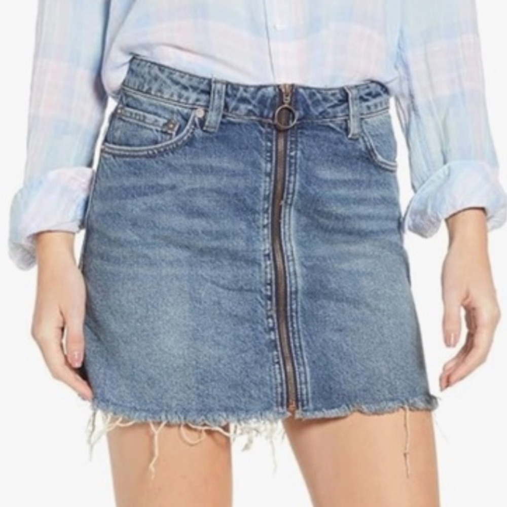 Free People We The Free Zip Front Denim Skirt